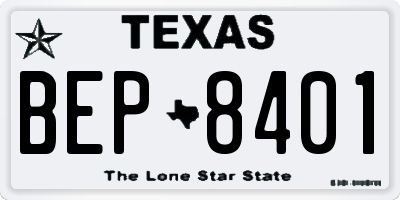 TX license plate BEP8401