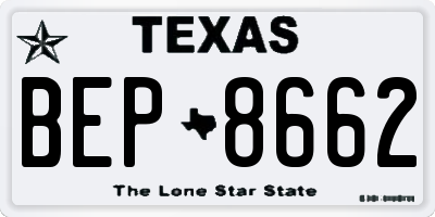 TX license plate BEP8662