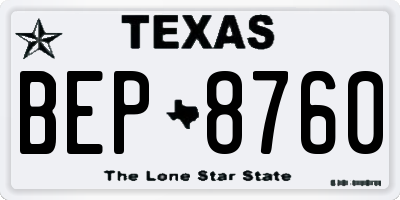 TX license plate BEP8760
