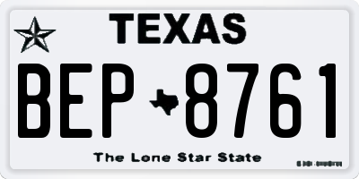 TX license plate BEP8761
