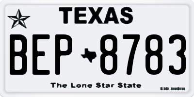 TX license plate BEP8783