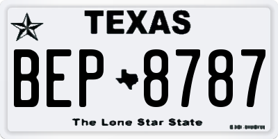 TX license plate BEP8787