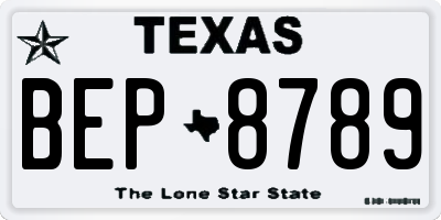 TX license plate BEP8789