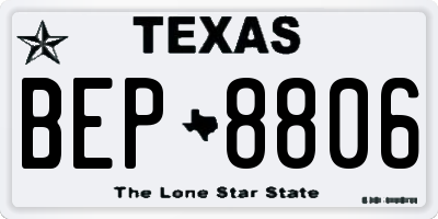 TX license plate BEP8806