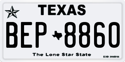 TX license plate BEP8860