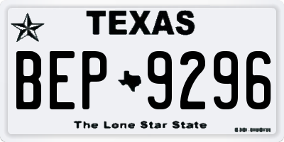 TX license plate BEP9296