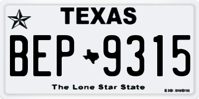 TX license plate BEP9315
