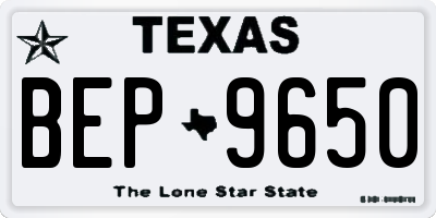 TX license plate BEP9650
