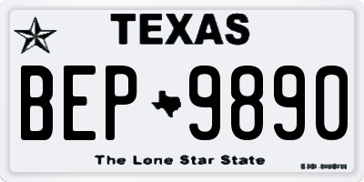 TX license plate BEP9890