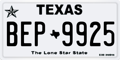 TX license plate BEP9925