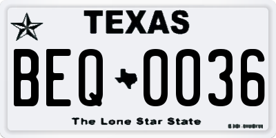 TX license plate BEQ0036