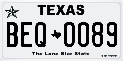 TX license plate BEQ0089