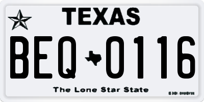 TX license plate BEQ0116