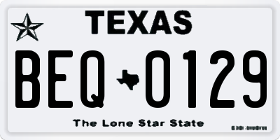 TX license plate BEQ0129