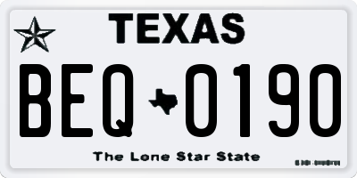 TX license plate BEQ0190