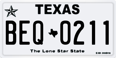 TX license plate BEQ0211