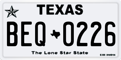 TX license plate BEQ0226
