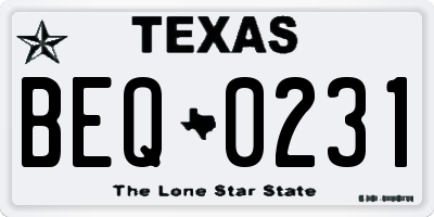 TX license plate BEQ0231