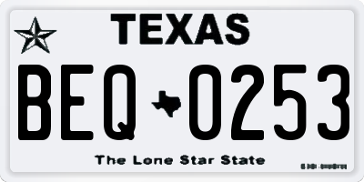 TX license plate BEQ0253