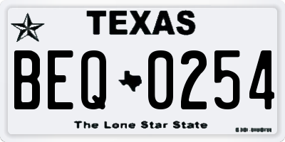 TX license plate BEQ0254