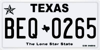 TX license plate BEQ0265