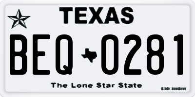 TX license plate BEQ0281
