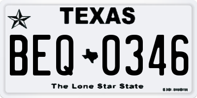 TX license plate BEQ0346