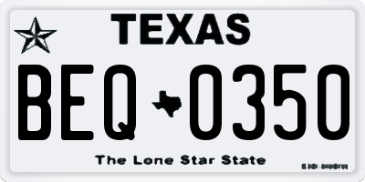 TX license plate BEQ0350
