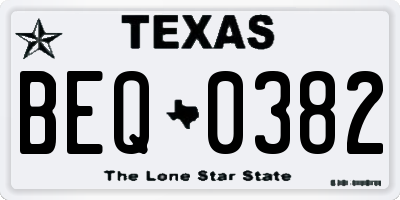 TX license plate BEQ0382