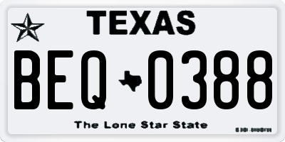 TX license plate BEQ0388