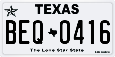 TX license plate BEQ0416