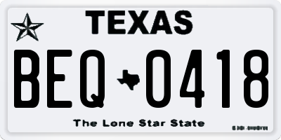 TX license plate BEQ0418