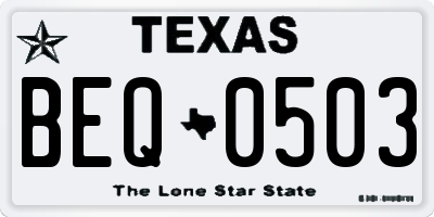 TX license plate BEQ0503