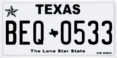 TX license plate BEQ0533