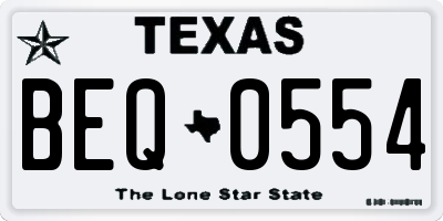 TX license plate BEQ0554