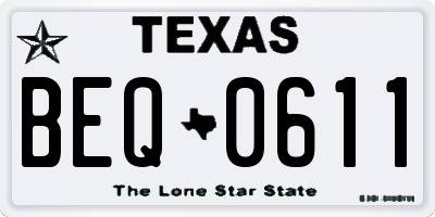 TX license plate BEQ0611