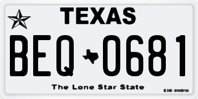TX license plate BEQ0681