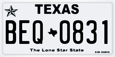 TX license plate BEQ0831