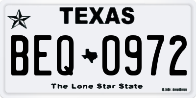 TX license plate BEQ0972
