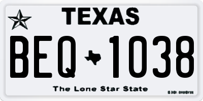 TX license plate BEQ1038
