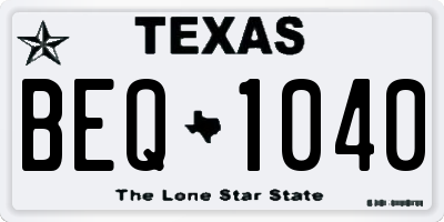 TX license plate BEQ1040