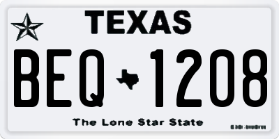 TX license plate BEQ1208