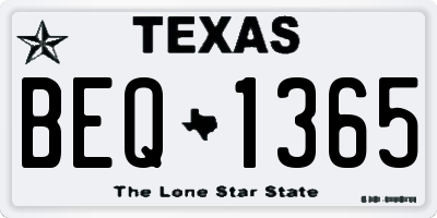 TX license plate BEQ1365