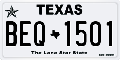 TX license plate BEQ1501