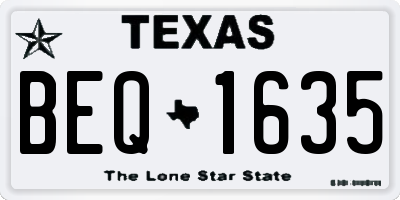 TX license plate BEQ1635
