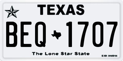 TX license plate BEQ1707