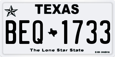 TX license plate BEQ1733