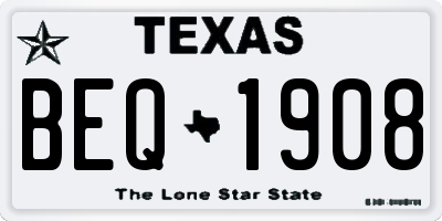 TX license plate BEQ1908