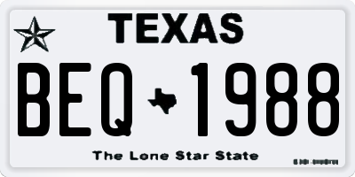 TX license plate BEQ1988