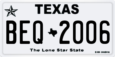 TX license plate BEQ2006
